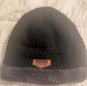 Black and Gray Knit Beanie